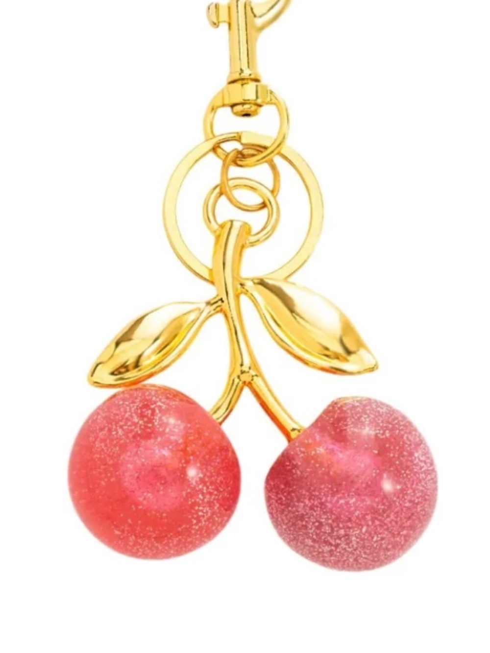 Pink Glittery and Gold Cherry Purse Charm *